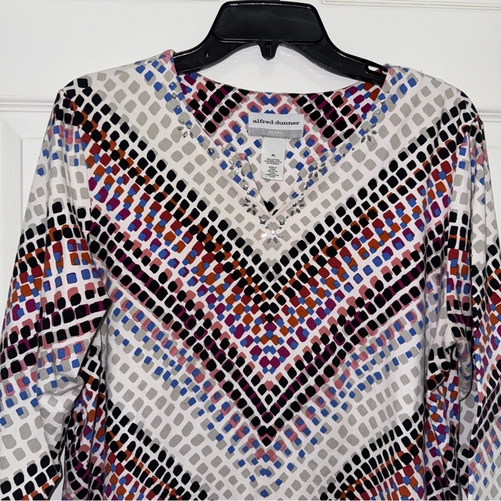 Alfred Dunner Red and Black 3/4 Sleeve Blouse - Picture 7 of 11